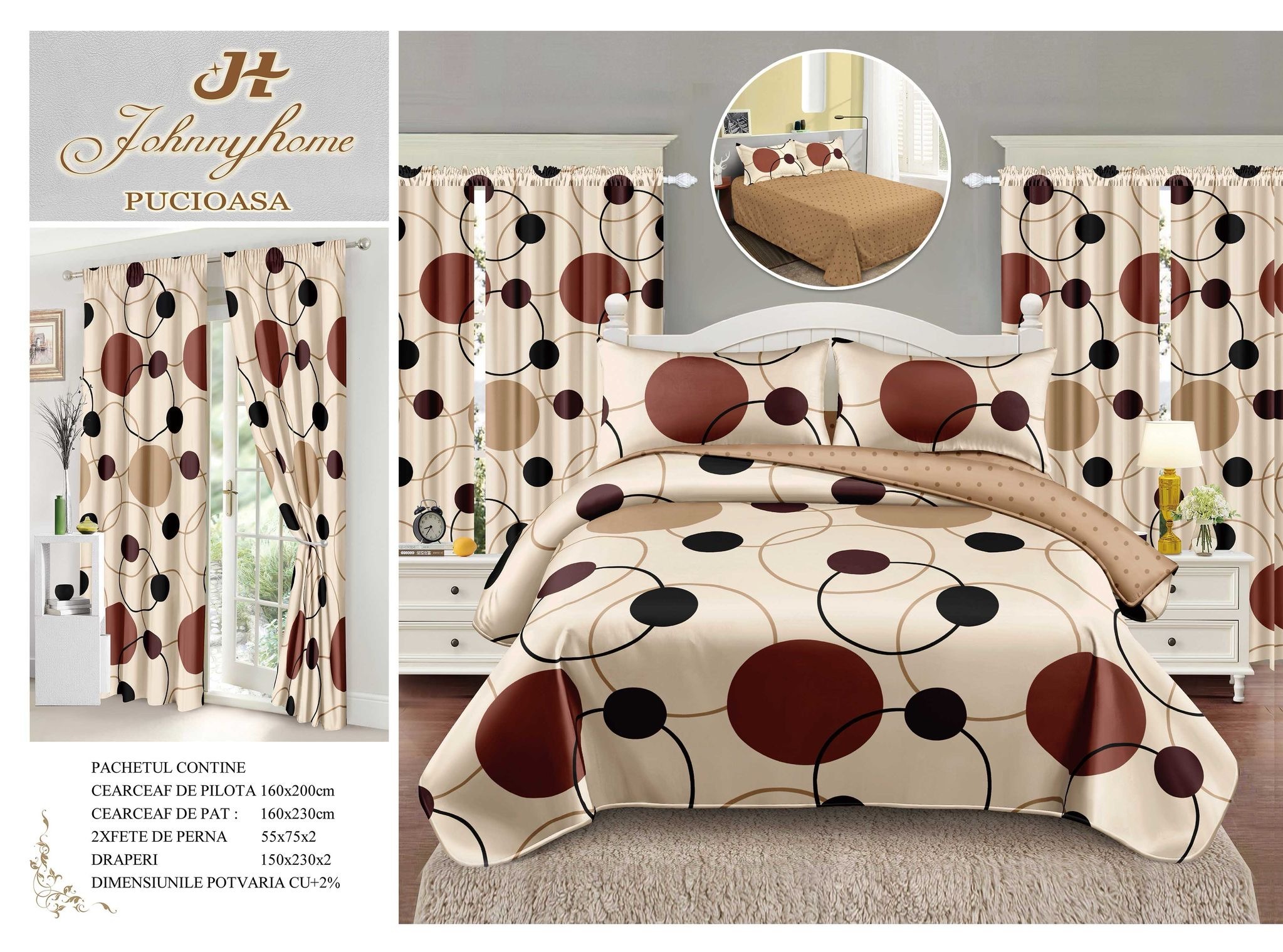 Единично спално бельо - 8 части със завеси SP-08