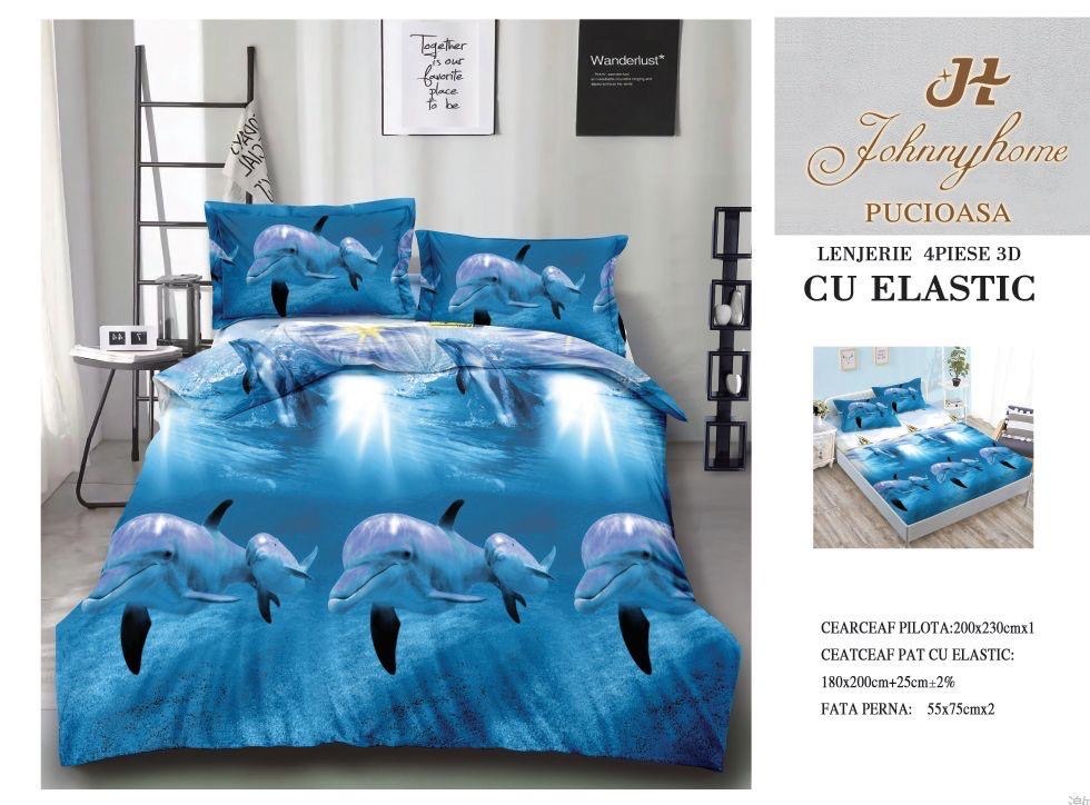 3D Спално бельо 4 части с ластик 80% памук 20% полиестер - BT-02