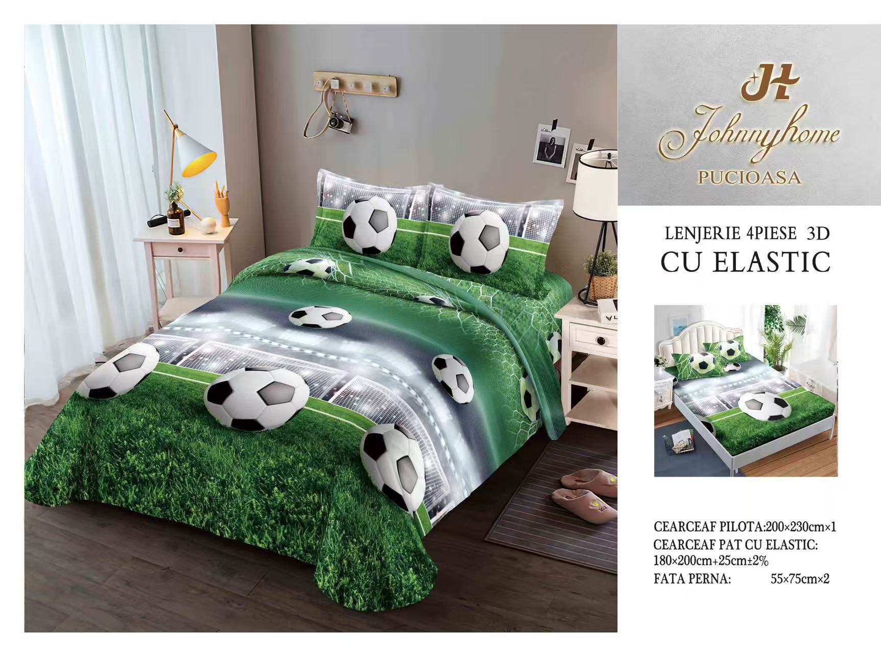 3D Спално бельо 4 части с ластик 80% памук 20% полиестер - BT-05