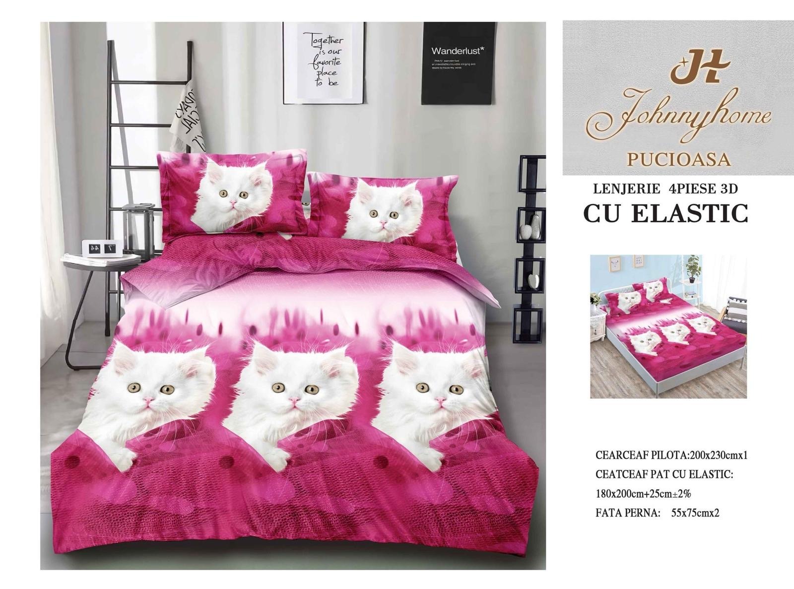 3D Спално бельо 4 части с ластик 80% памук 20% полиестер - BT-07