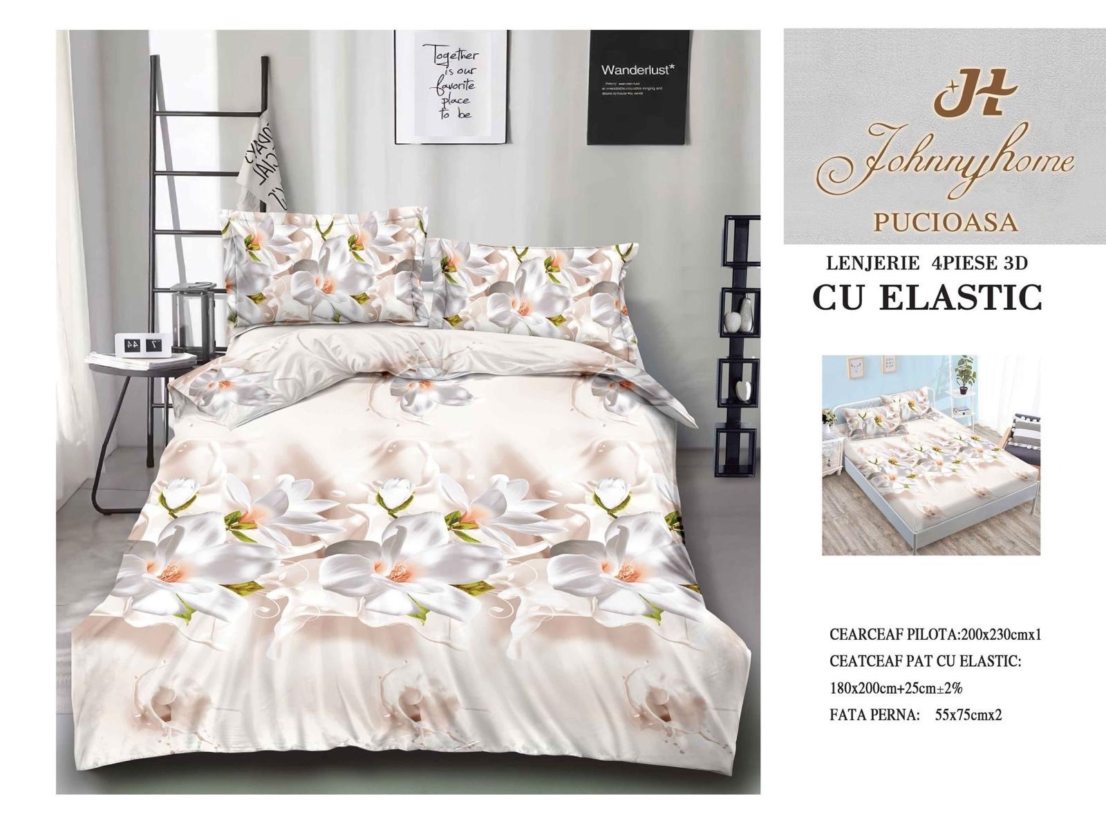 3D Спално бельо 4 части с ластик 80% памук 20% полиестер - BT-08