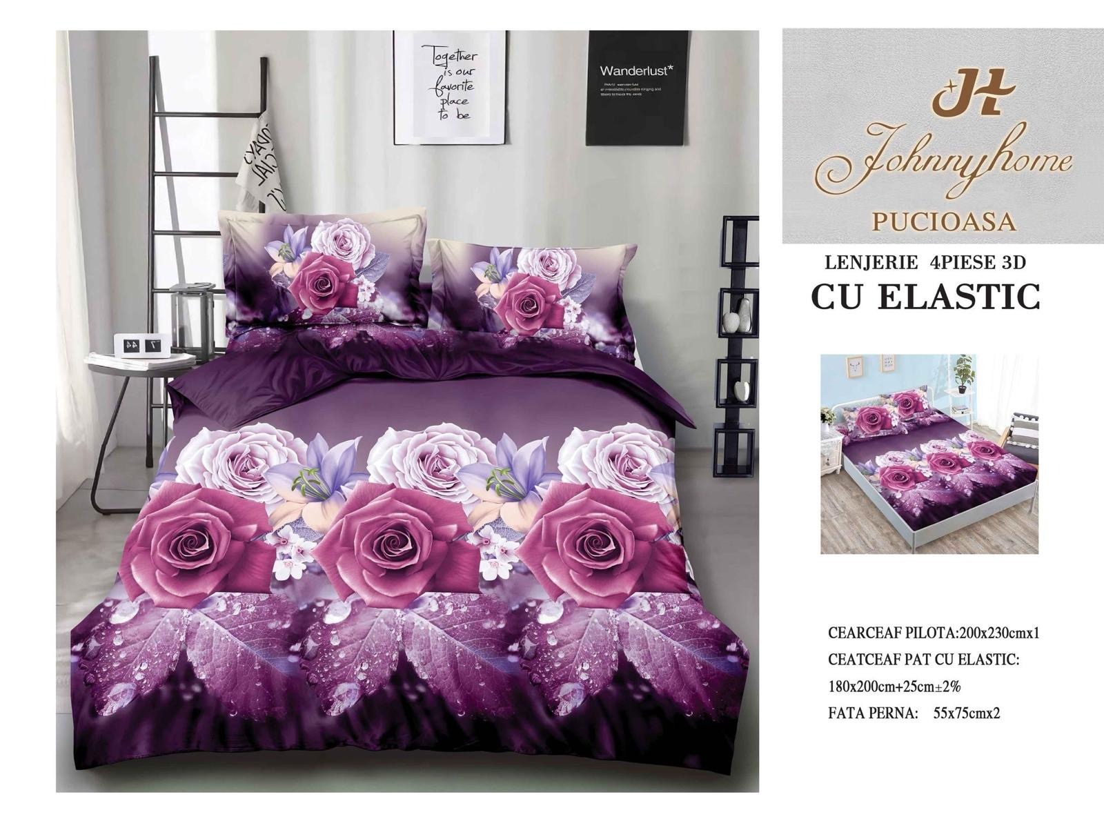 3D Спално бельо 4 части с ластик 80% памук 20% полиестер - BT-09