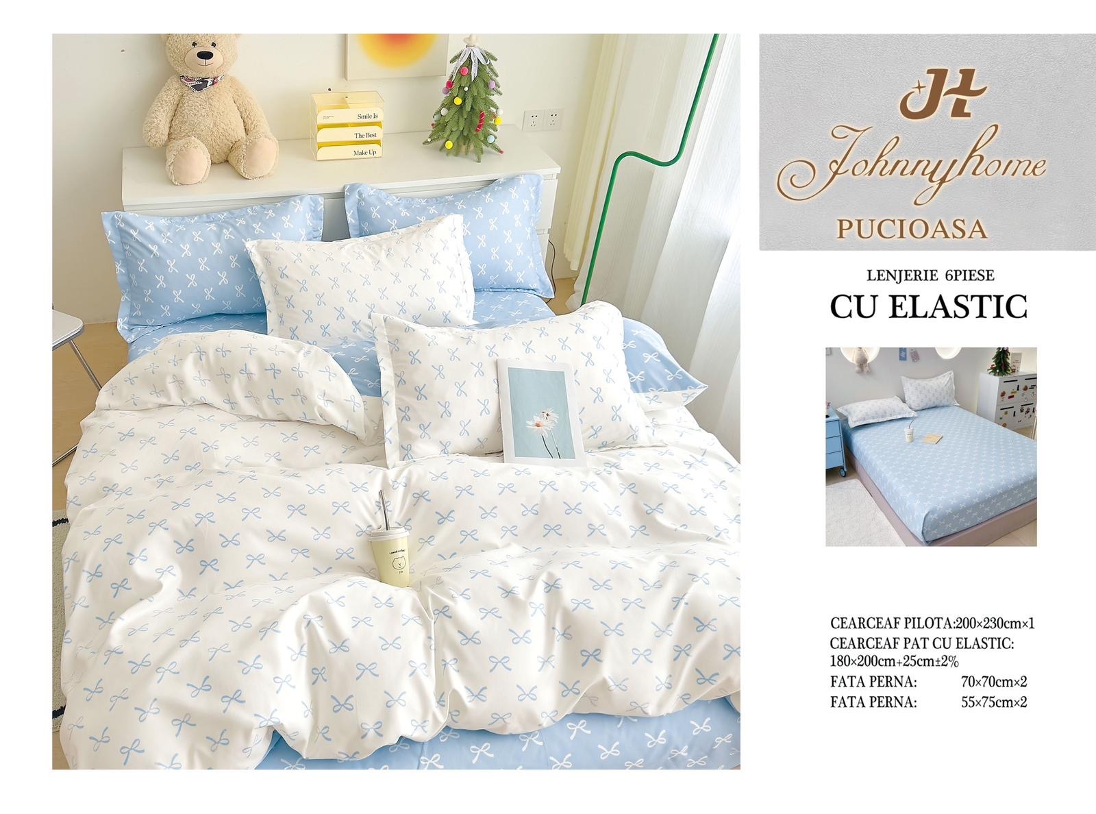 Спално бельо 6 части с ластик 100% памук T314