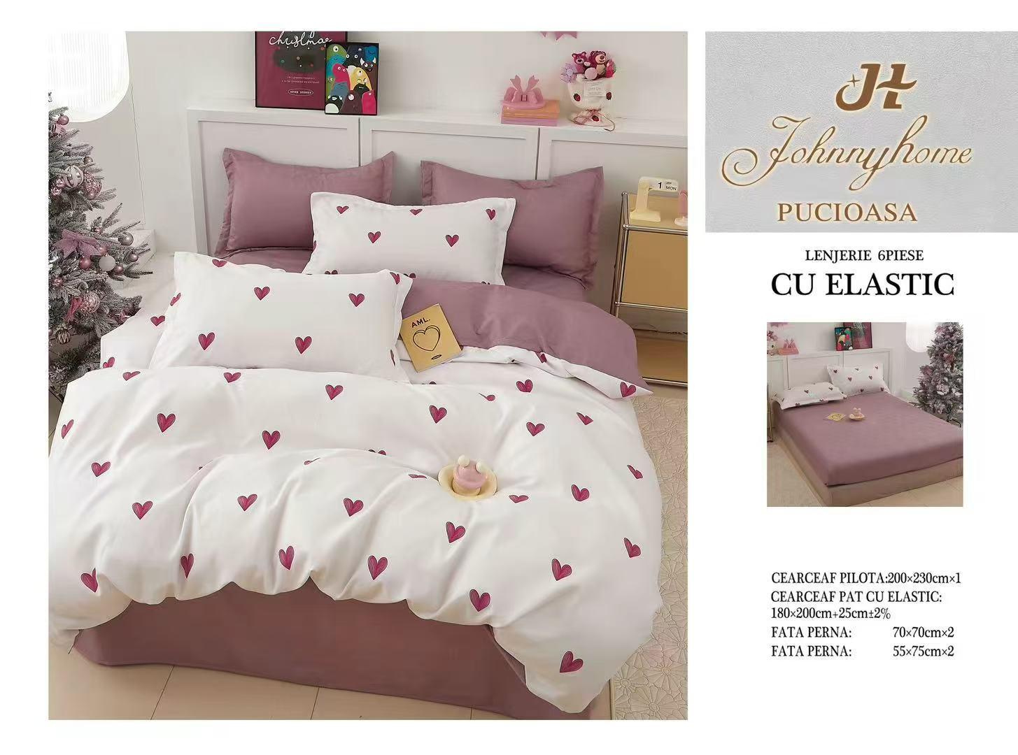 Спално бельо 6 части с ластик 100% памук T316