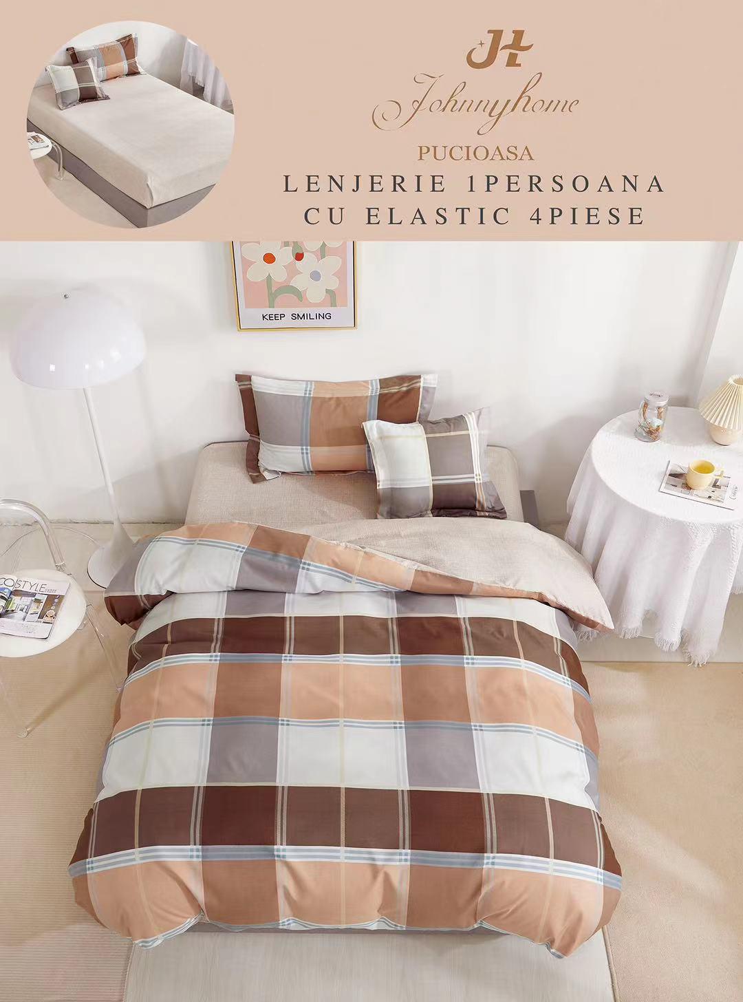 Спално бельо 4 части с ластик 100% памук T60-101