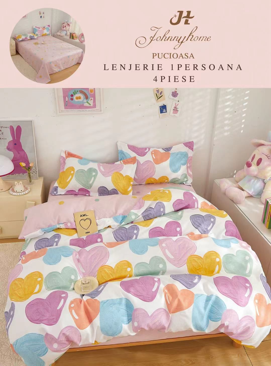 Комплект единично спално бельо 100% памук 4 части Y60-64