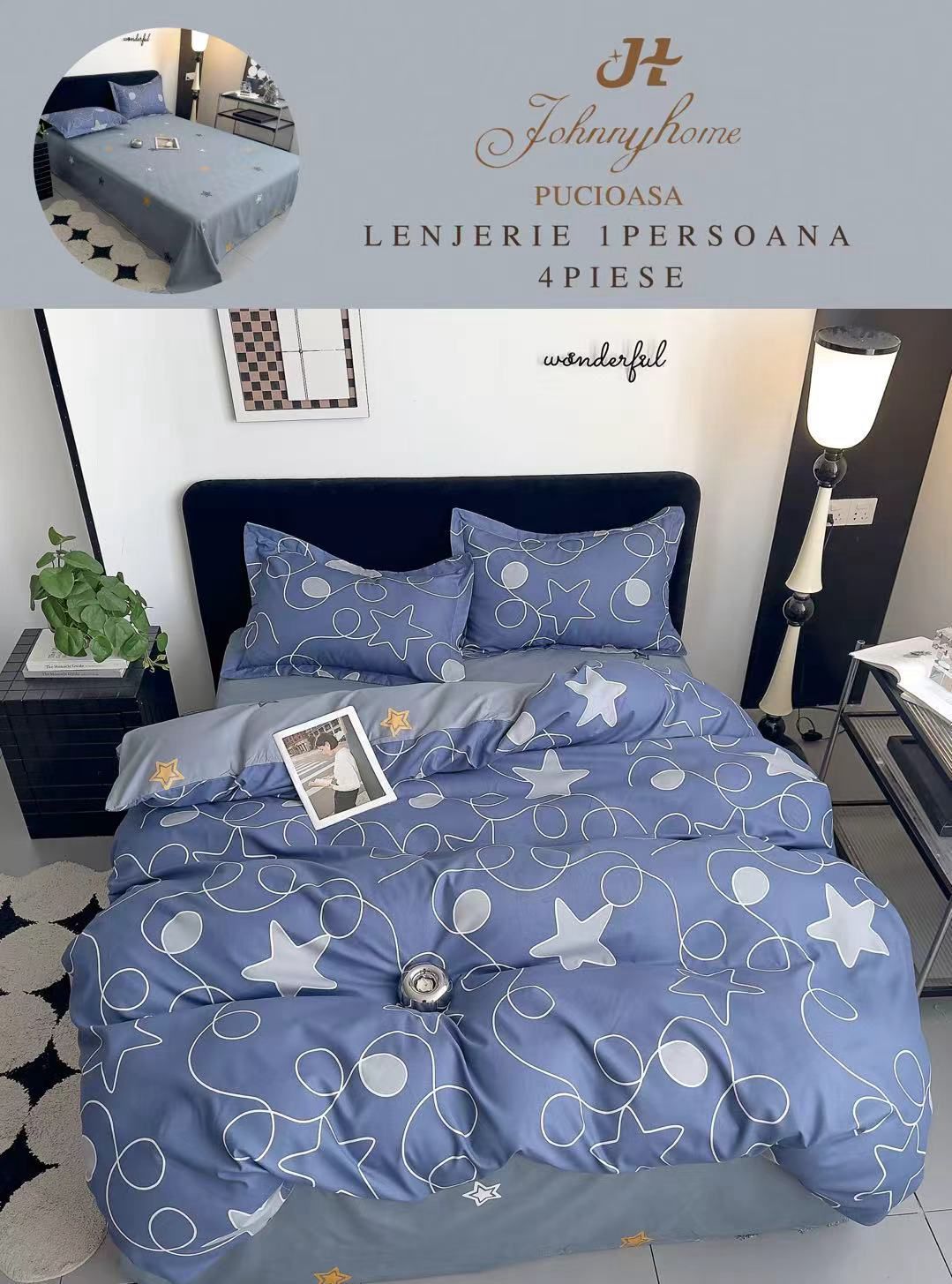 Комплект единично спално бельо 100% памук 4 части Y60-71