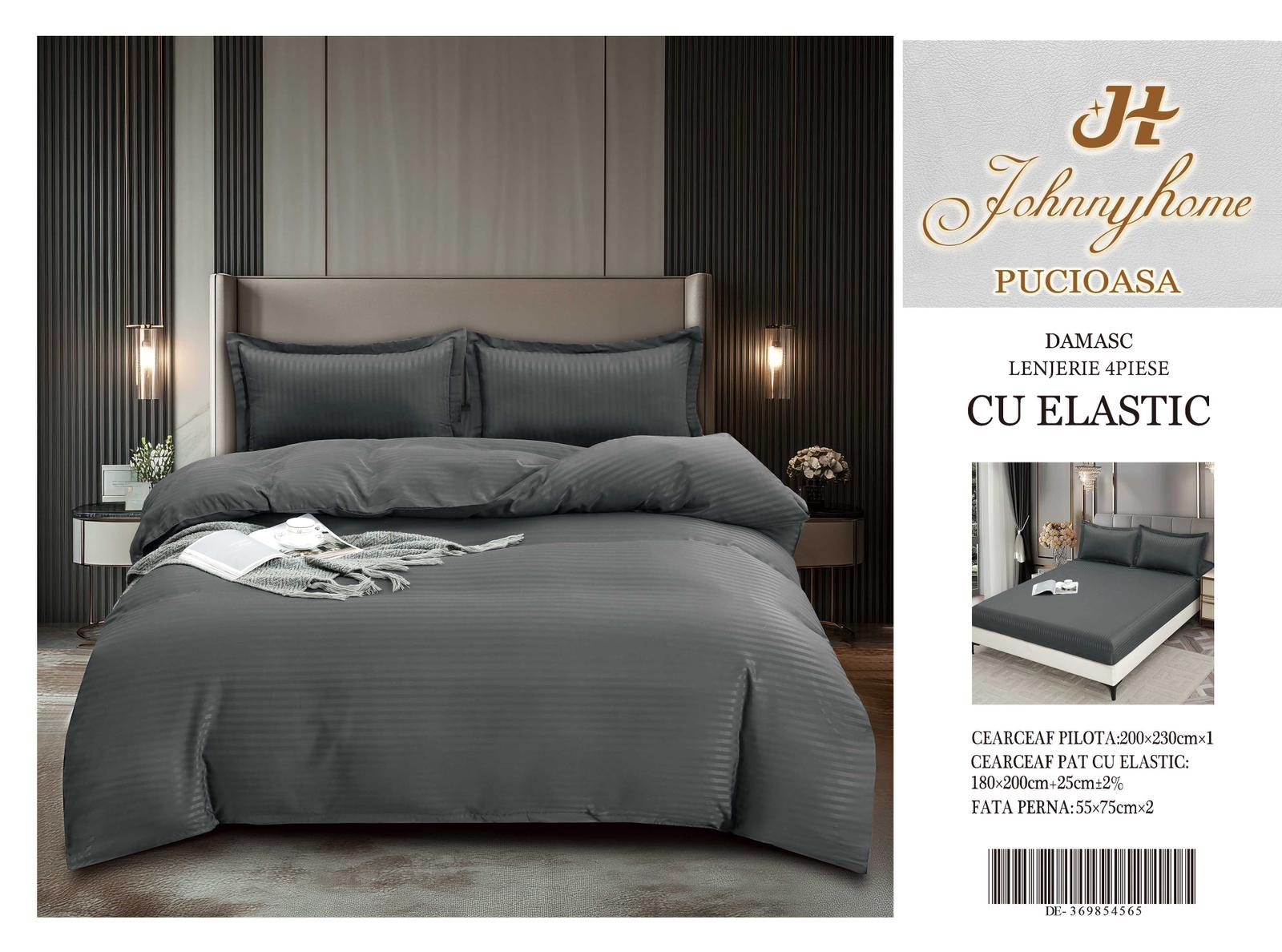 Едноцветно спално бельо с ластик от 4 части - DE-08