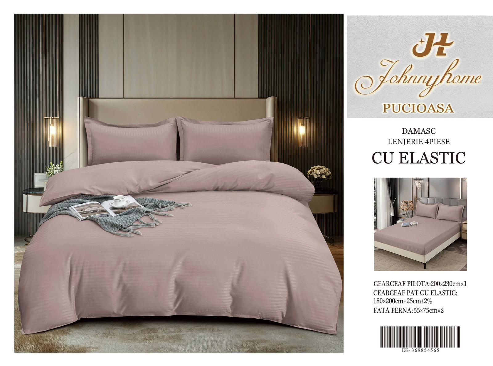 Едноцветно спално бельо с ластик от 4 части - DE-07