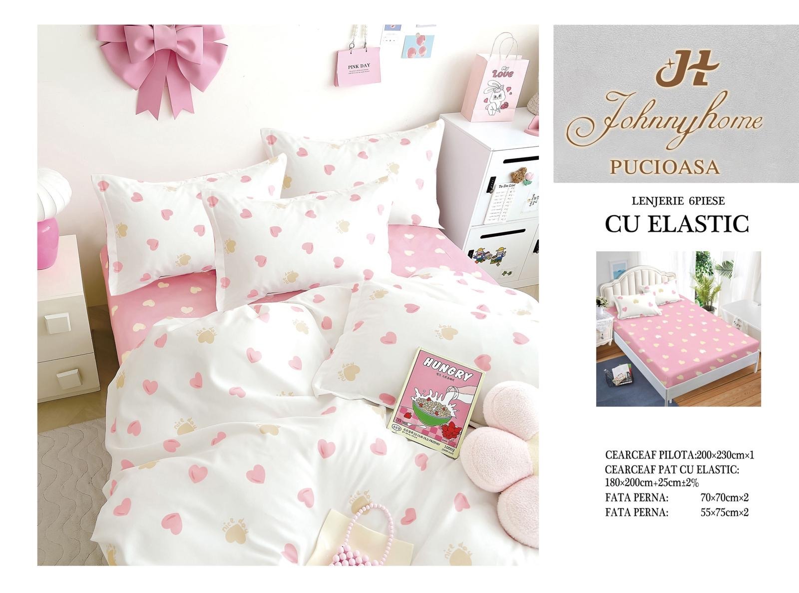 Спално бельо 6 части с ластик 100% памук T320