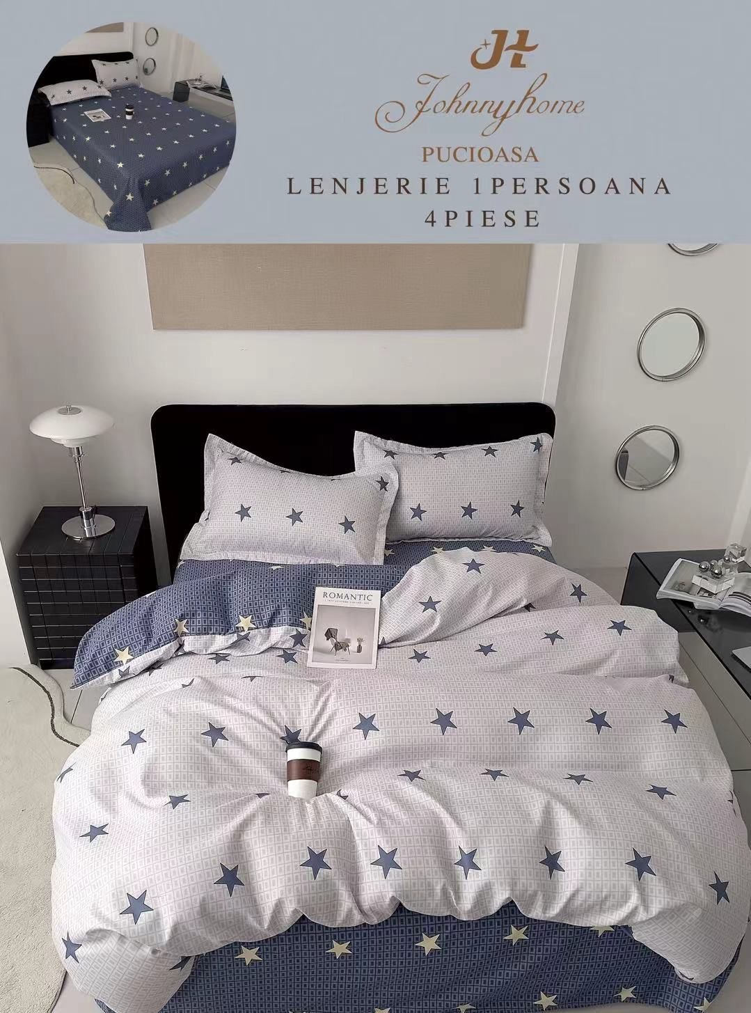 Комплект единично спално бельо 100% памук 4 части Y60-142