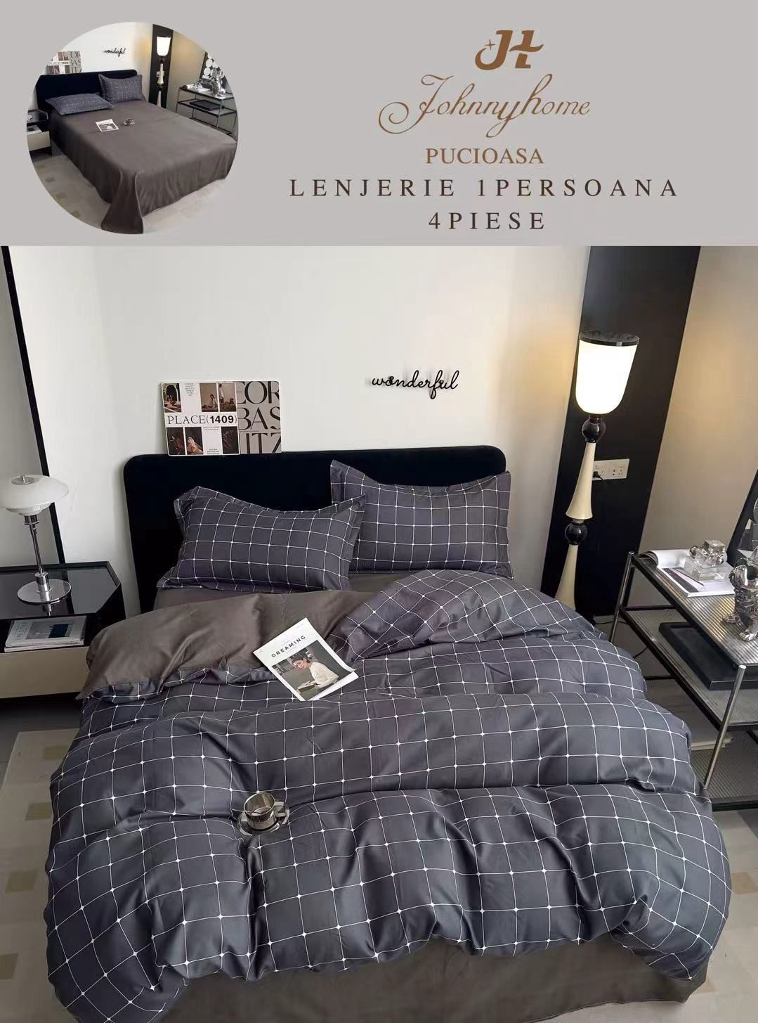 Комплект единично спално бельо 100% памук 4 части Y60-58